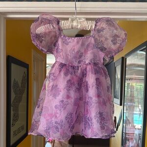 Girls Minnie Mouse Lavender Floral Organza Dress - XS